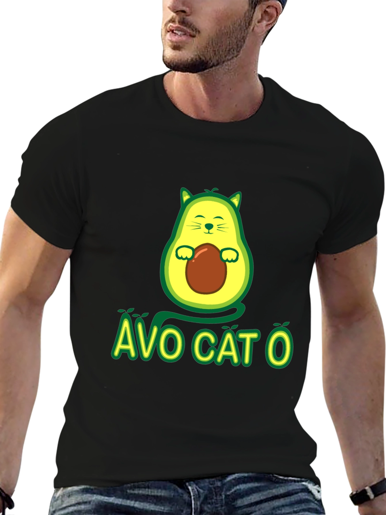 Avo Cat O T-Shirt - Avocado Cat Graphic Tee