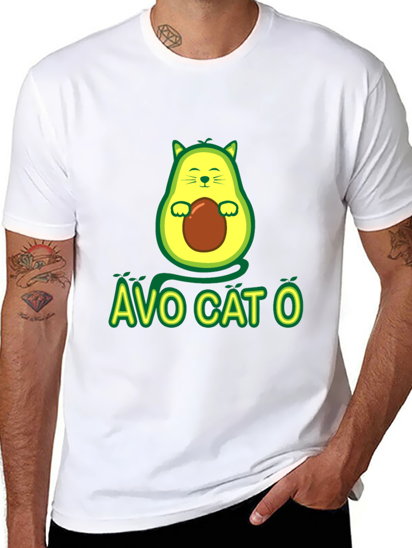 Avo Cat O T-Shirt - Avocado Cat Graphic Tee