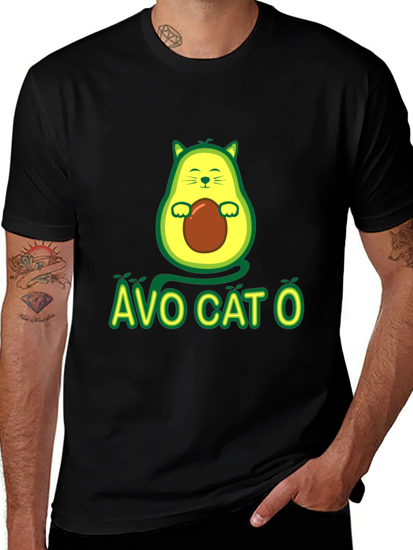Avo Cat O T-Shirt - Avocado Cat Graphic Tee