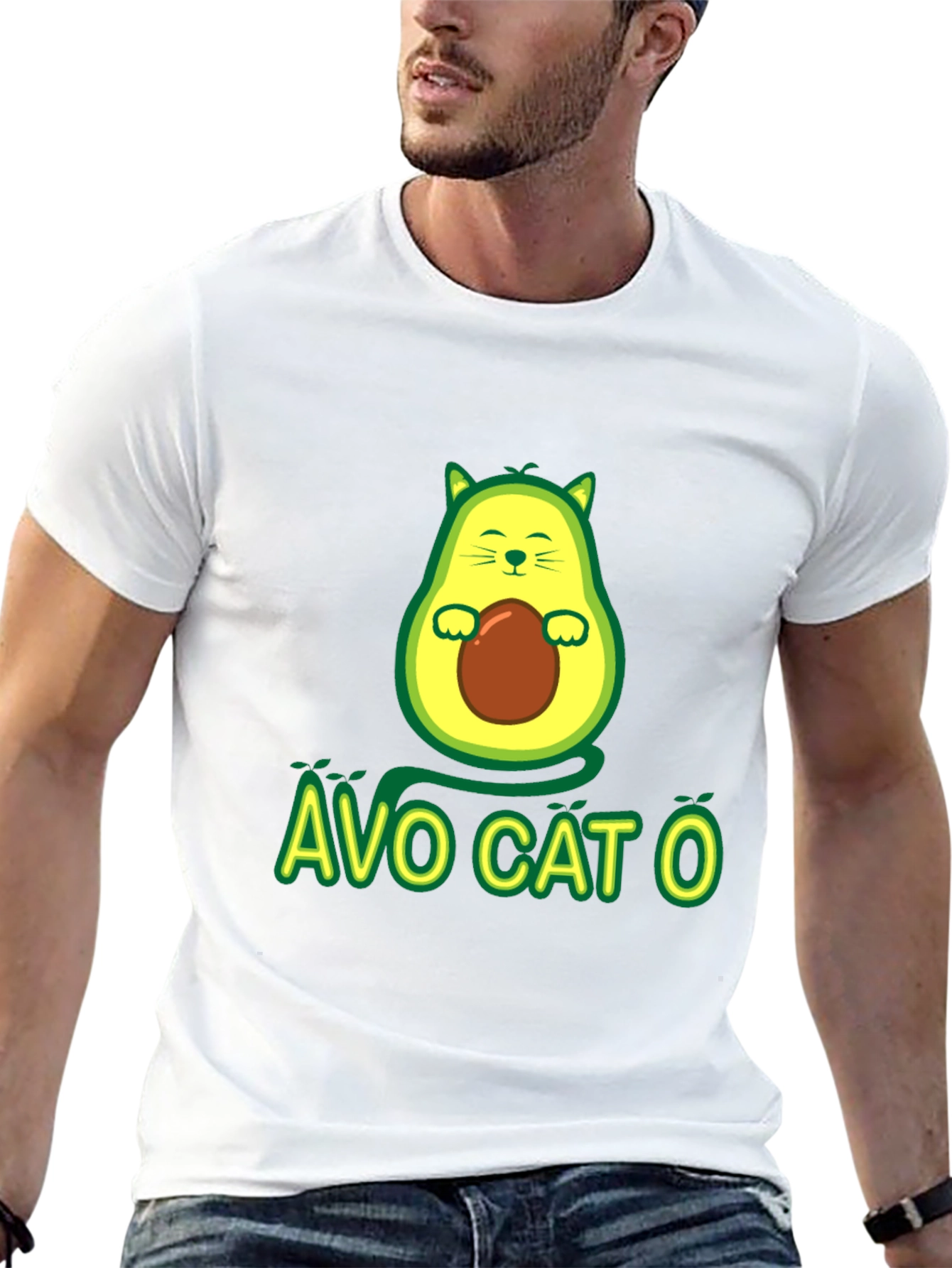 Avo Cat O T-Shirt - Avocado Cat Graphic Tee