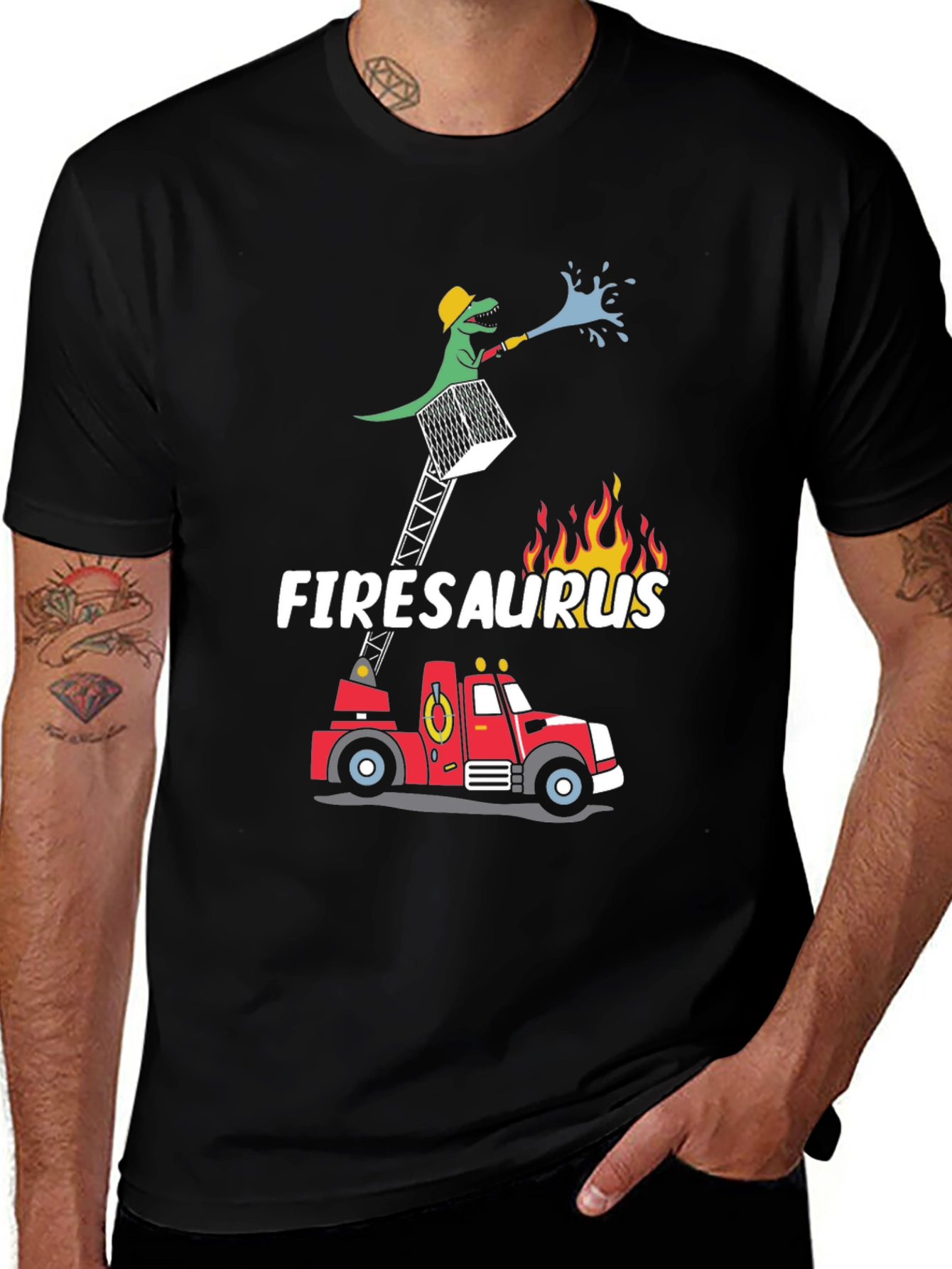 Firesaurus T-Shirt | Dinosaur Firefighter Tee