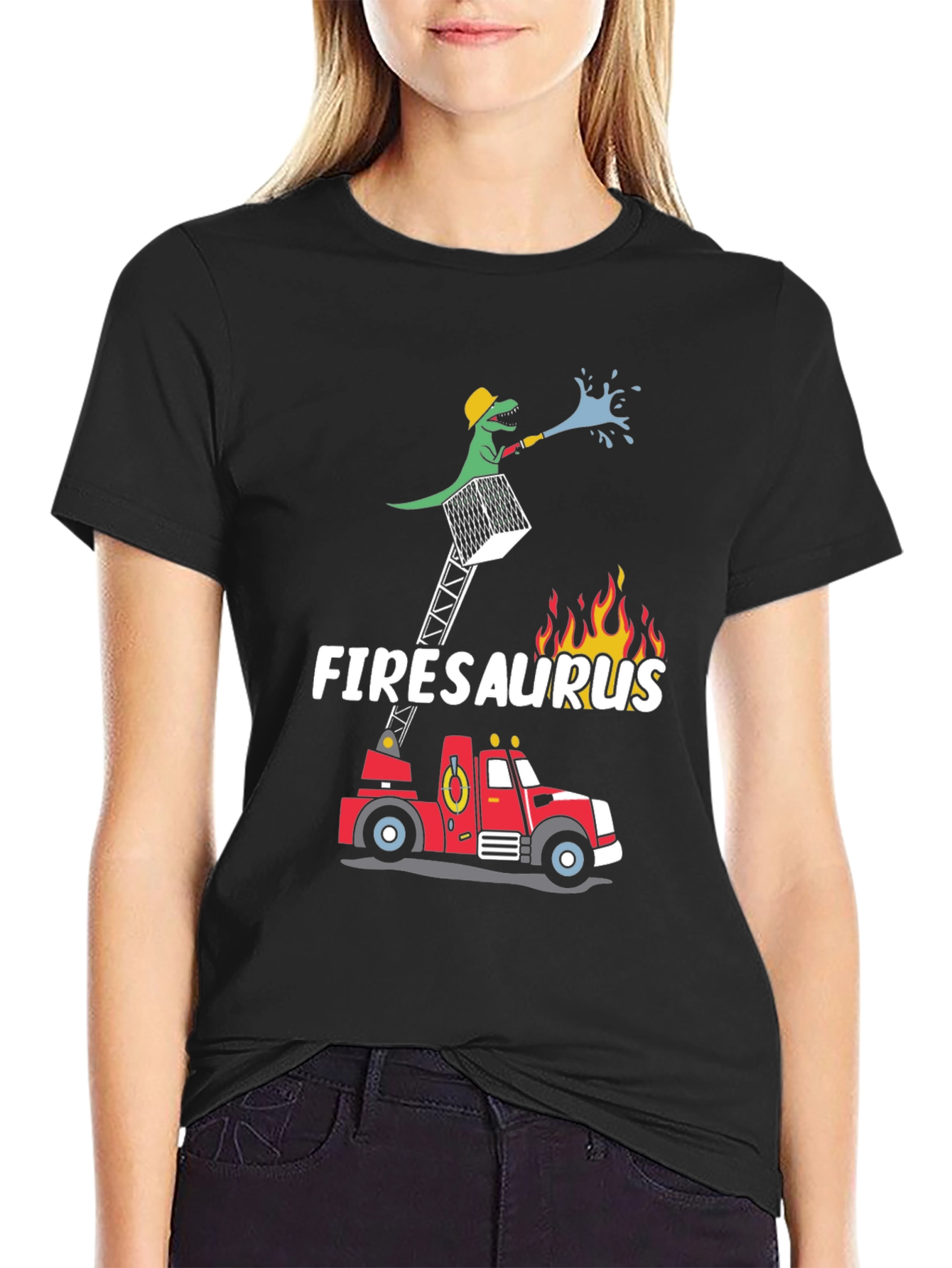 Firesaurus T-Shirt | Dinosaur Firefighter Tee