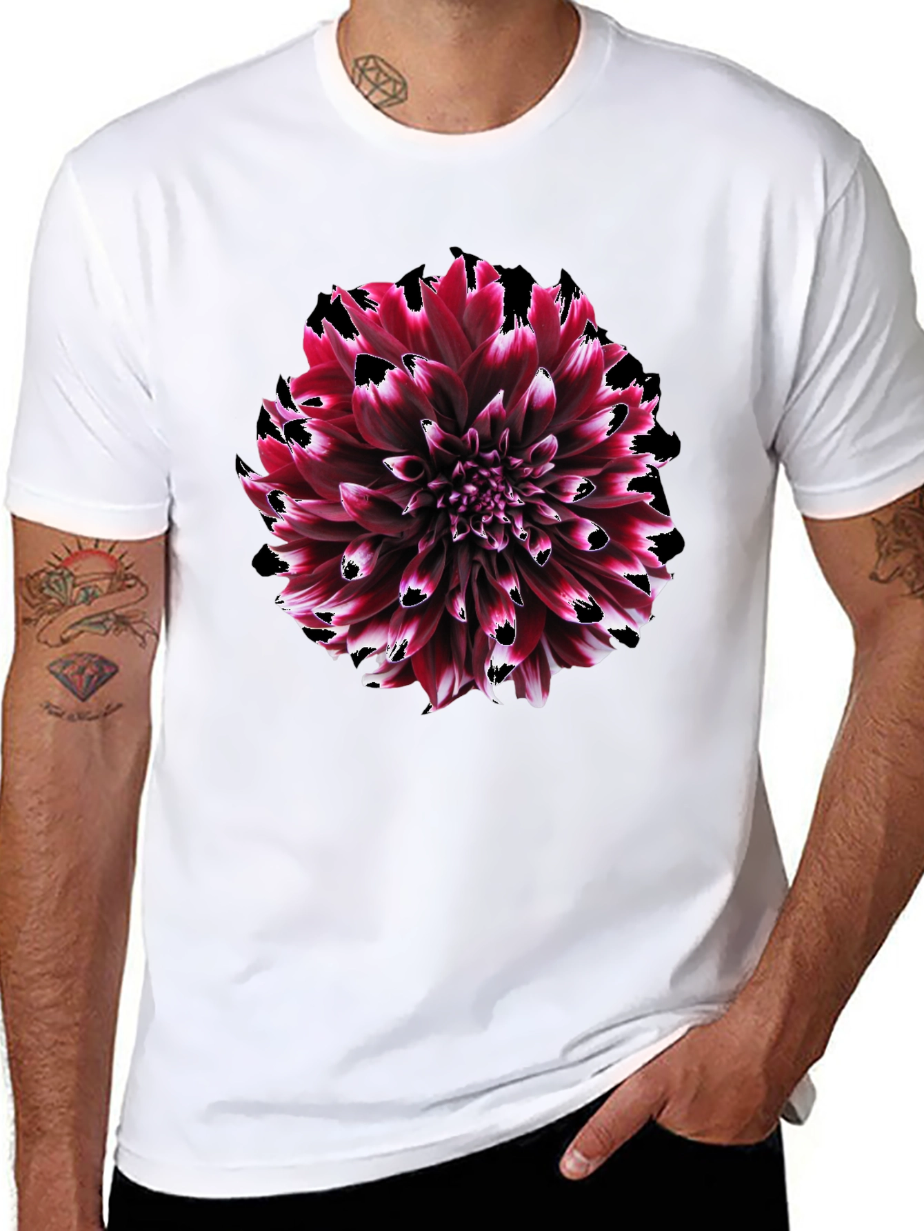 Burgundy Dahlia Graphic Tee - Stylish Floral Print