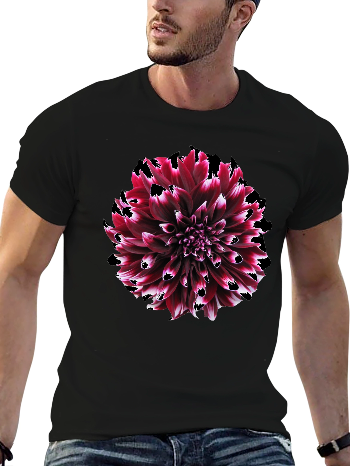Burgundy Dahlia Graphic Tee - Stylish Floral Print