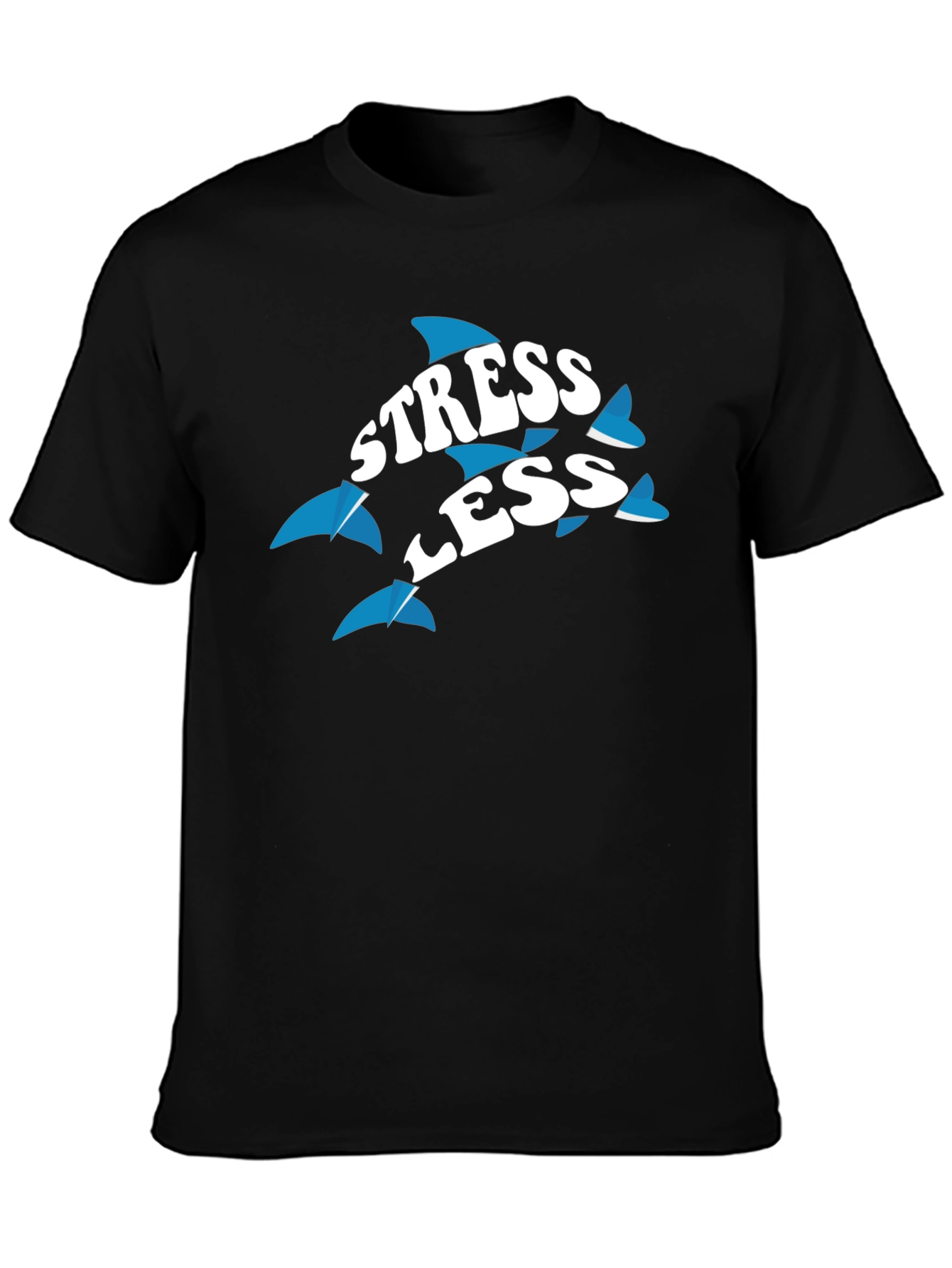 Stress Less Dolphin Graphic Tee - Black