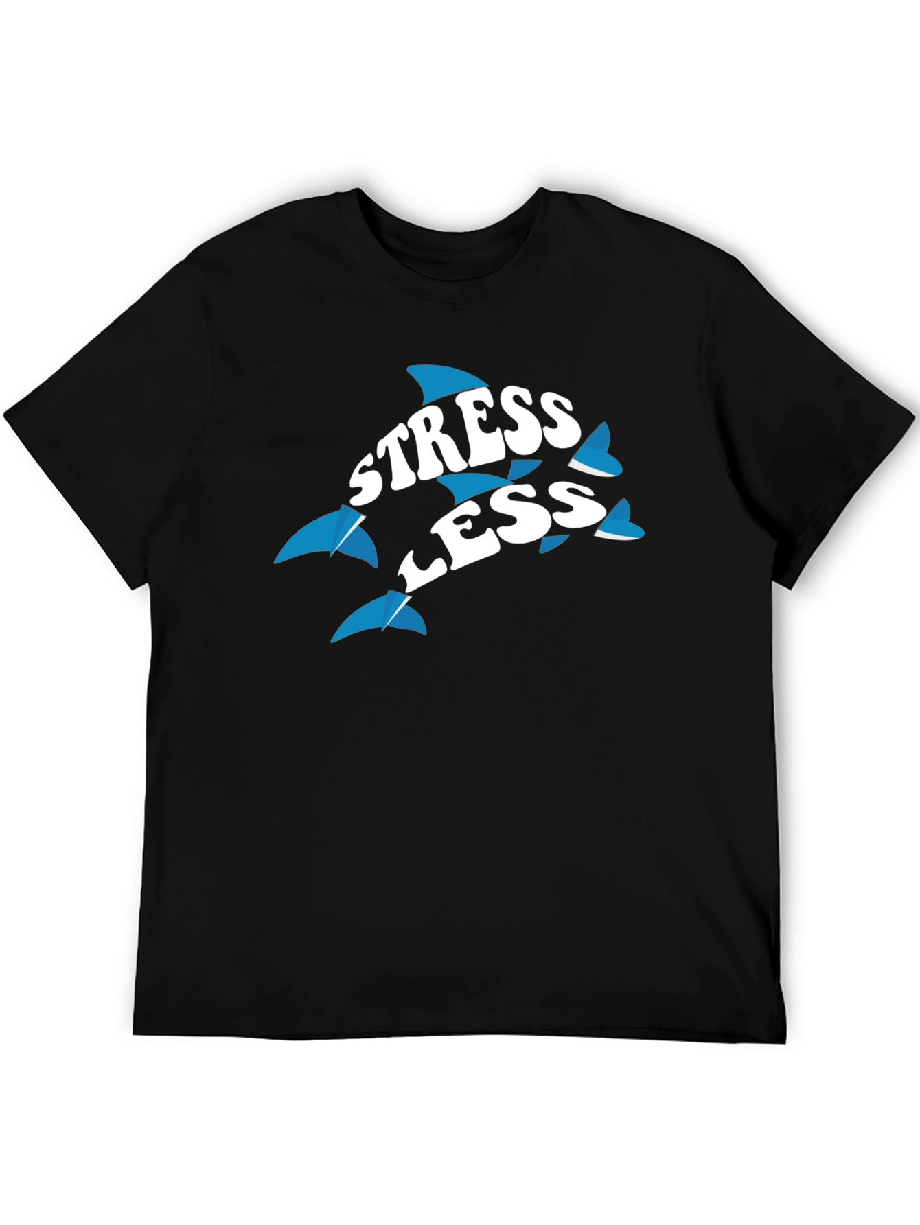 Stress Less Dolphin Graphic Tee - Black
