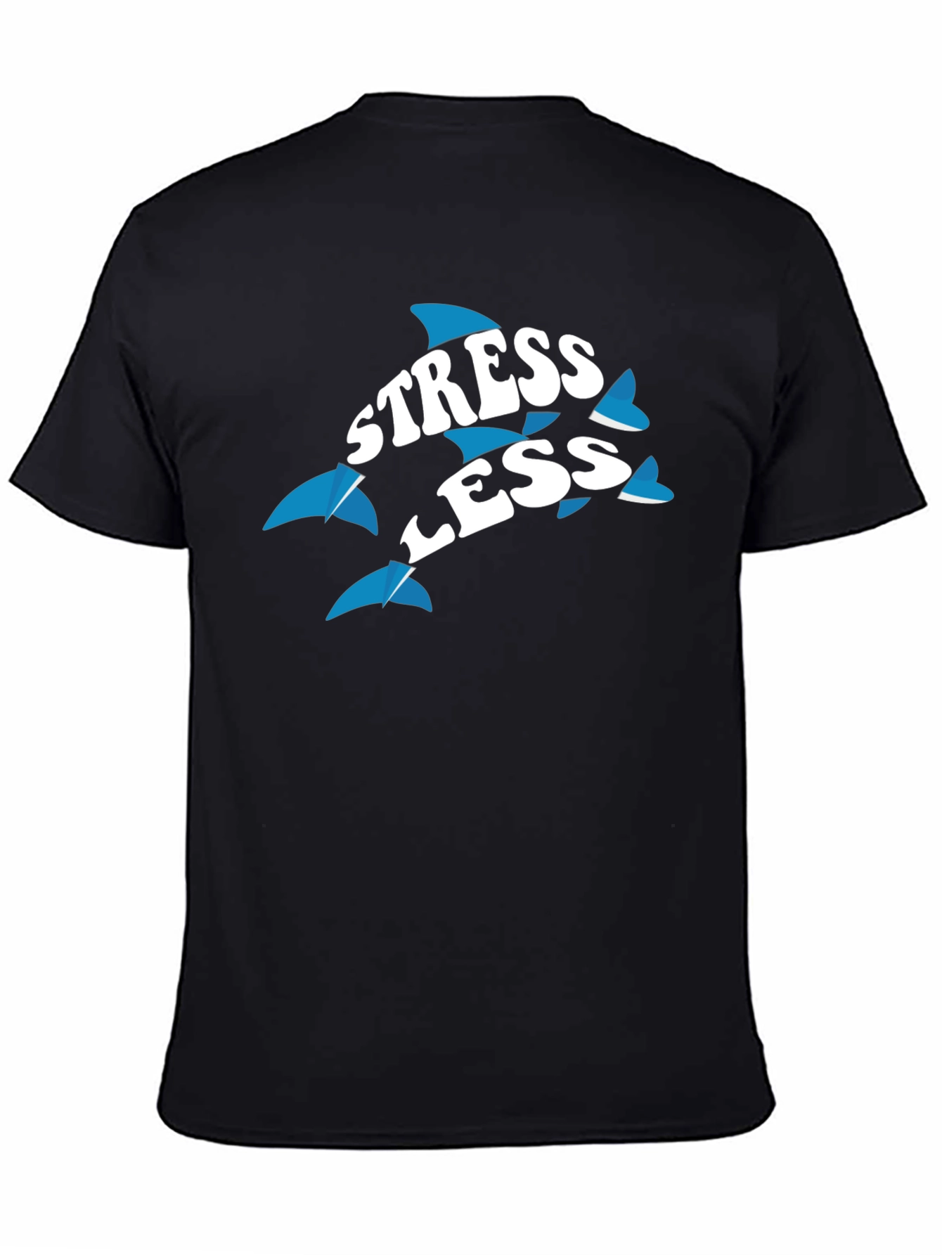Stress Less Dolphin Graphic Tee - Black