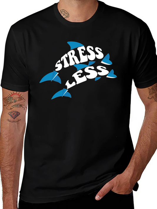 Stress Less Dolphin Graphic Tee - Black