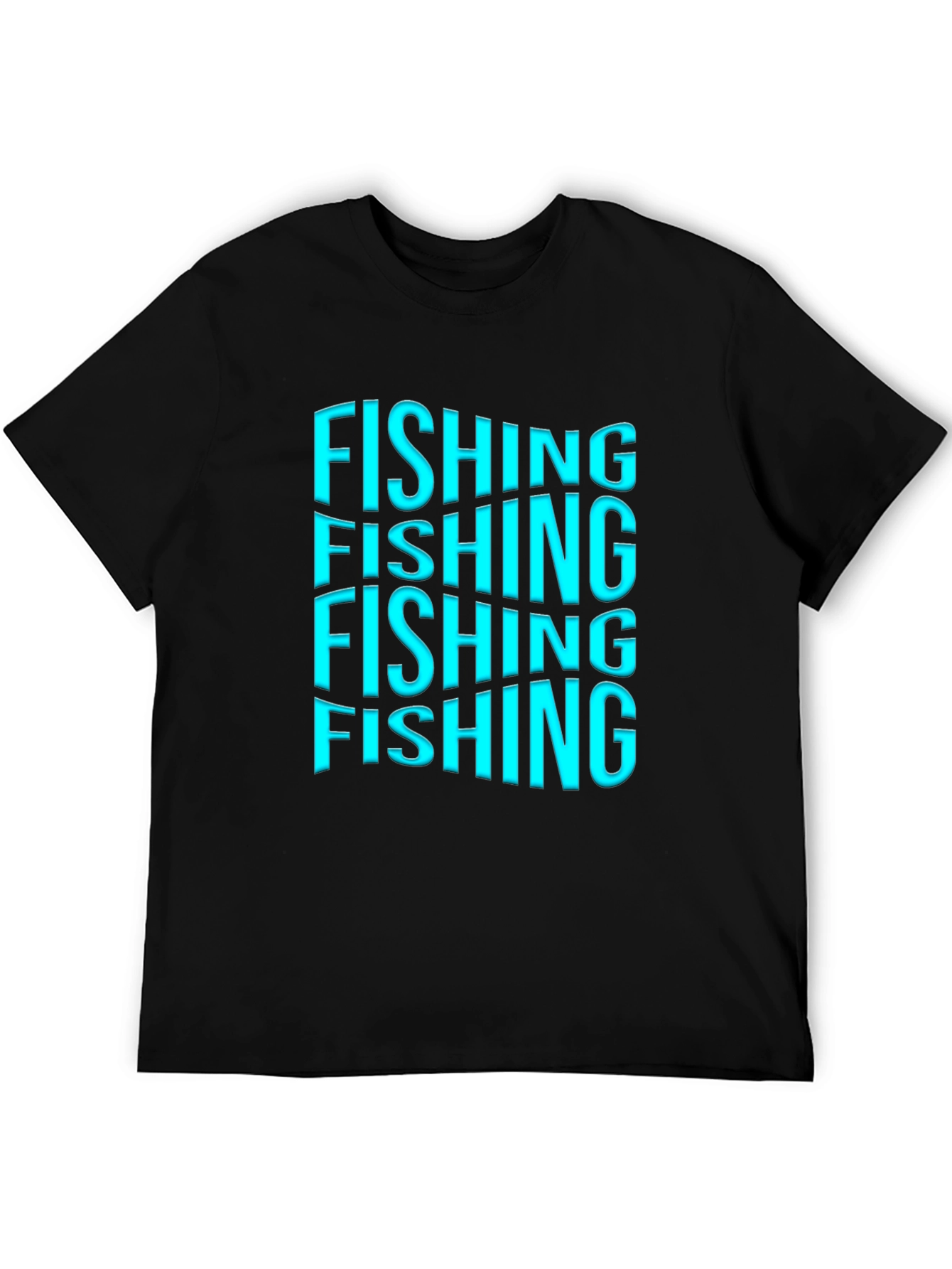 Fishing Text Graphic Print Black T-Shirt