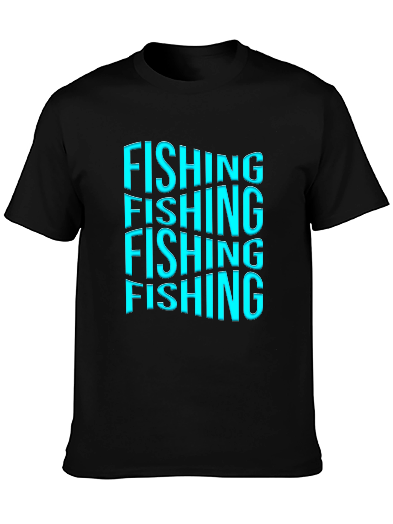 Fishing Text Graphic Print Black T-Shirt