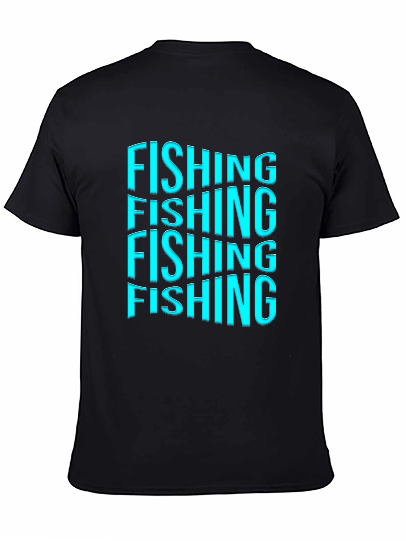 Fishing Text Graphic Print Black T-Shirt