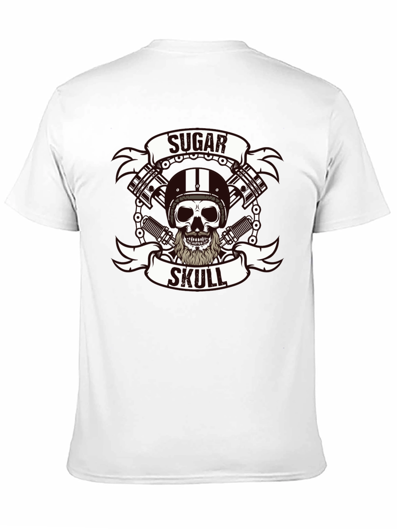 Sugar Skull Biker T-Shirt - Black