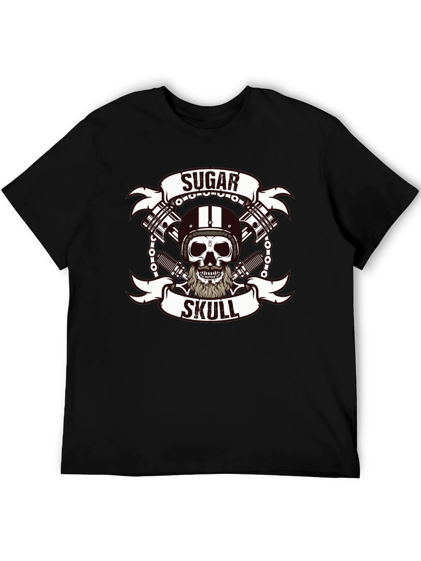 Sugar Skull Biker T-Shirt - Black