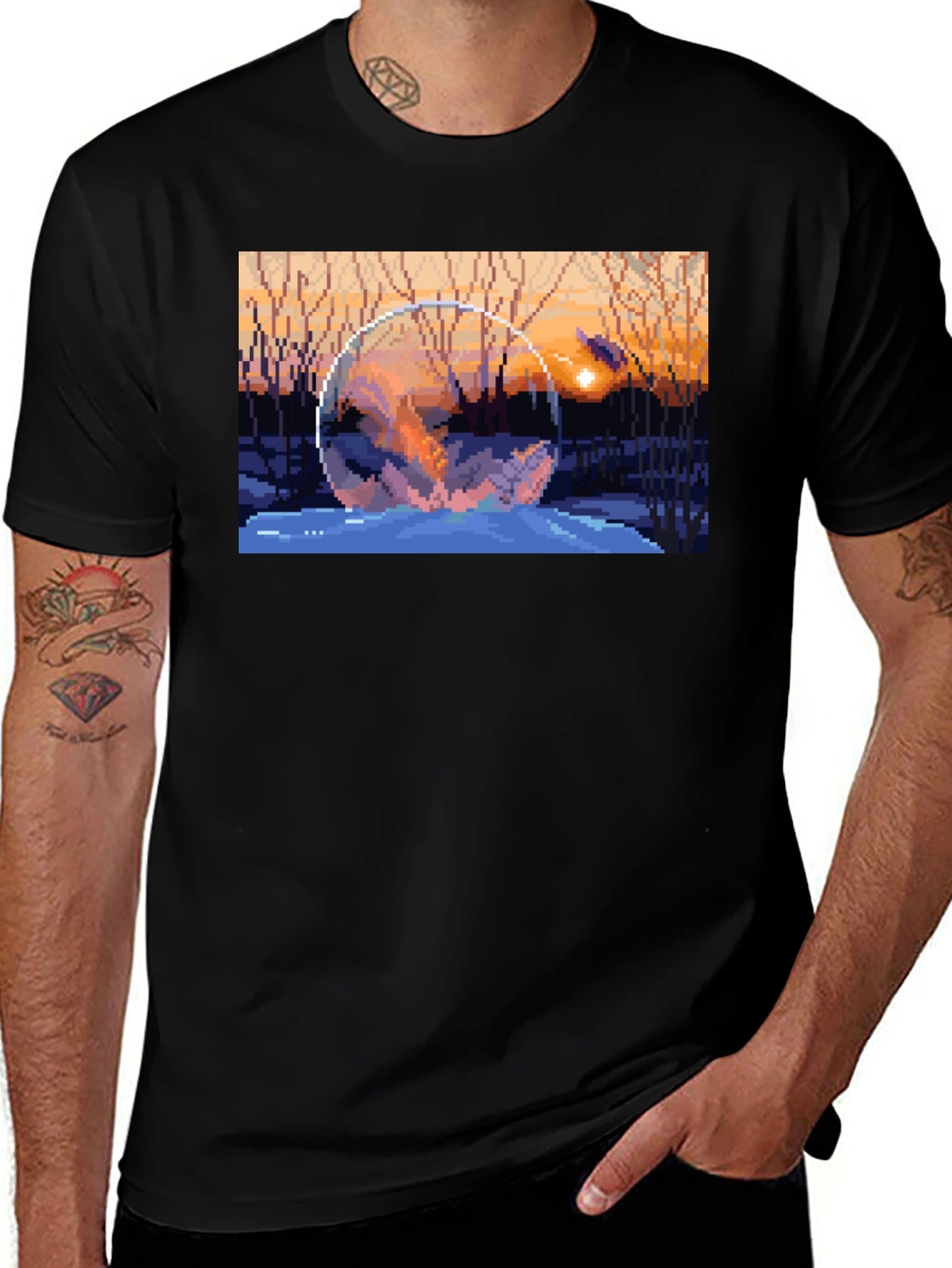Pixel Art Snow Globe T-Shirt