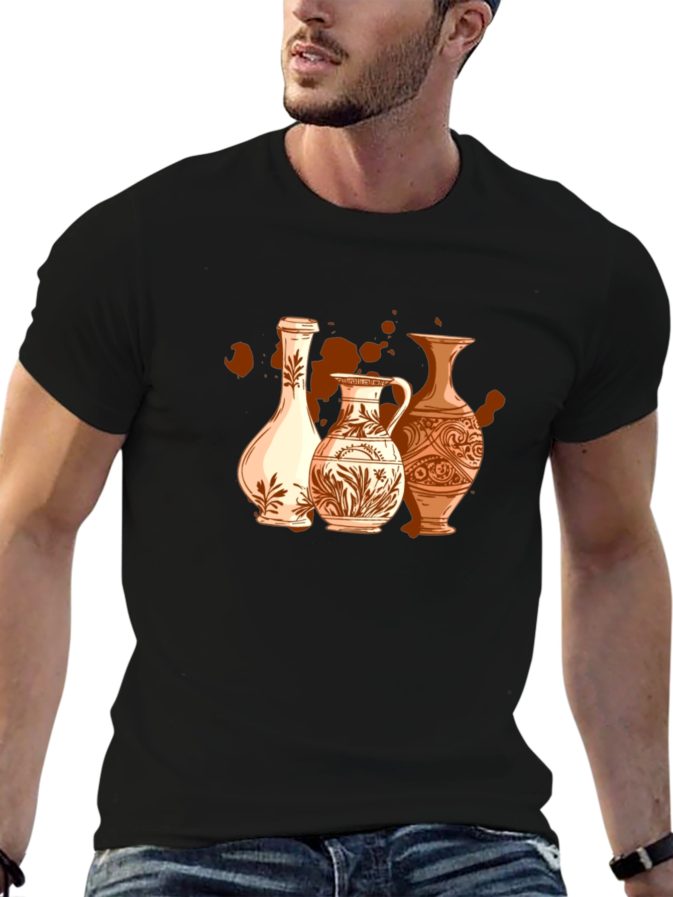 Vase Art Graphic T-Shirt - Stylish Pottery Design