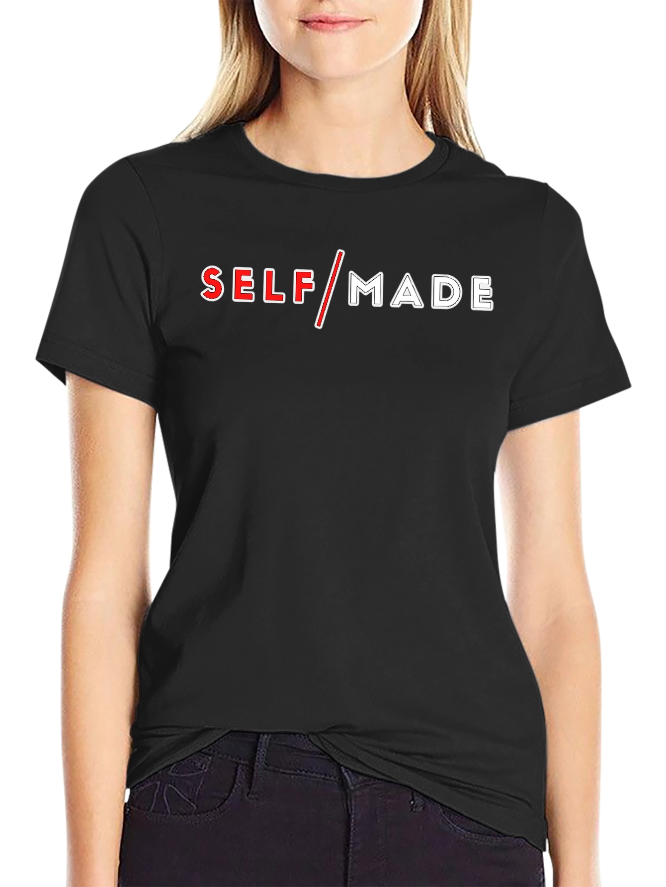 Self Made Graphic Tee - Black Cotton T-Shirt