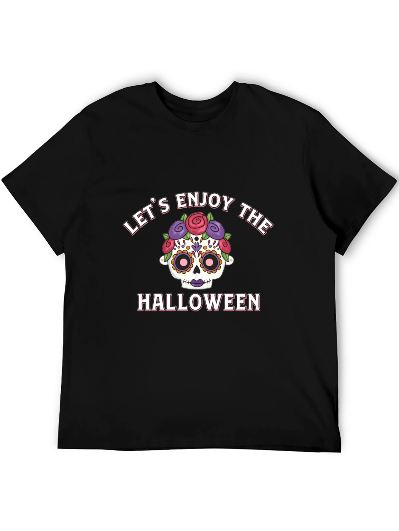 Lets Enjoy Halloween Graphic Tee - Sugar Skull