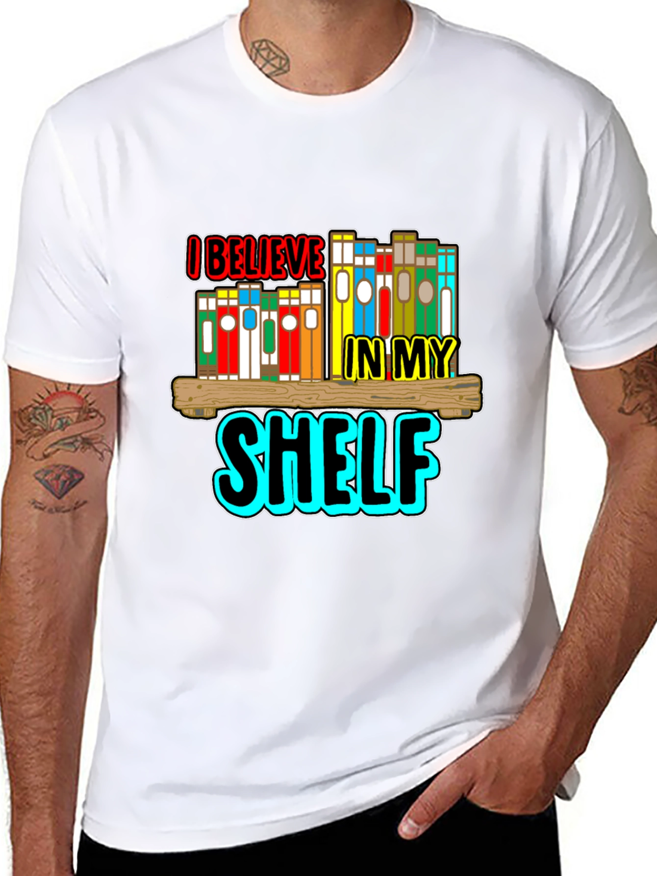 I Believe In My Shelf Black T-Shirt