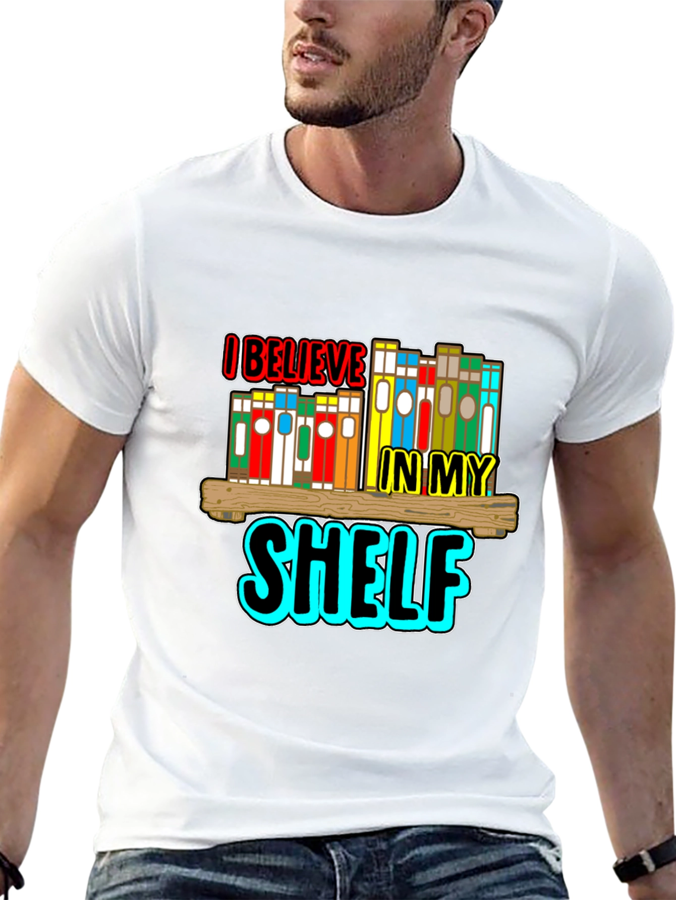 I Believe In My Shelf Black T-Shirt