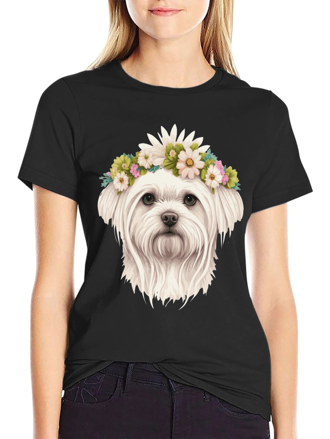 Dog with Flower Crown Tee