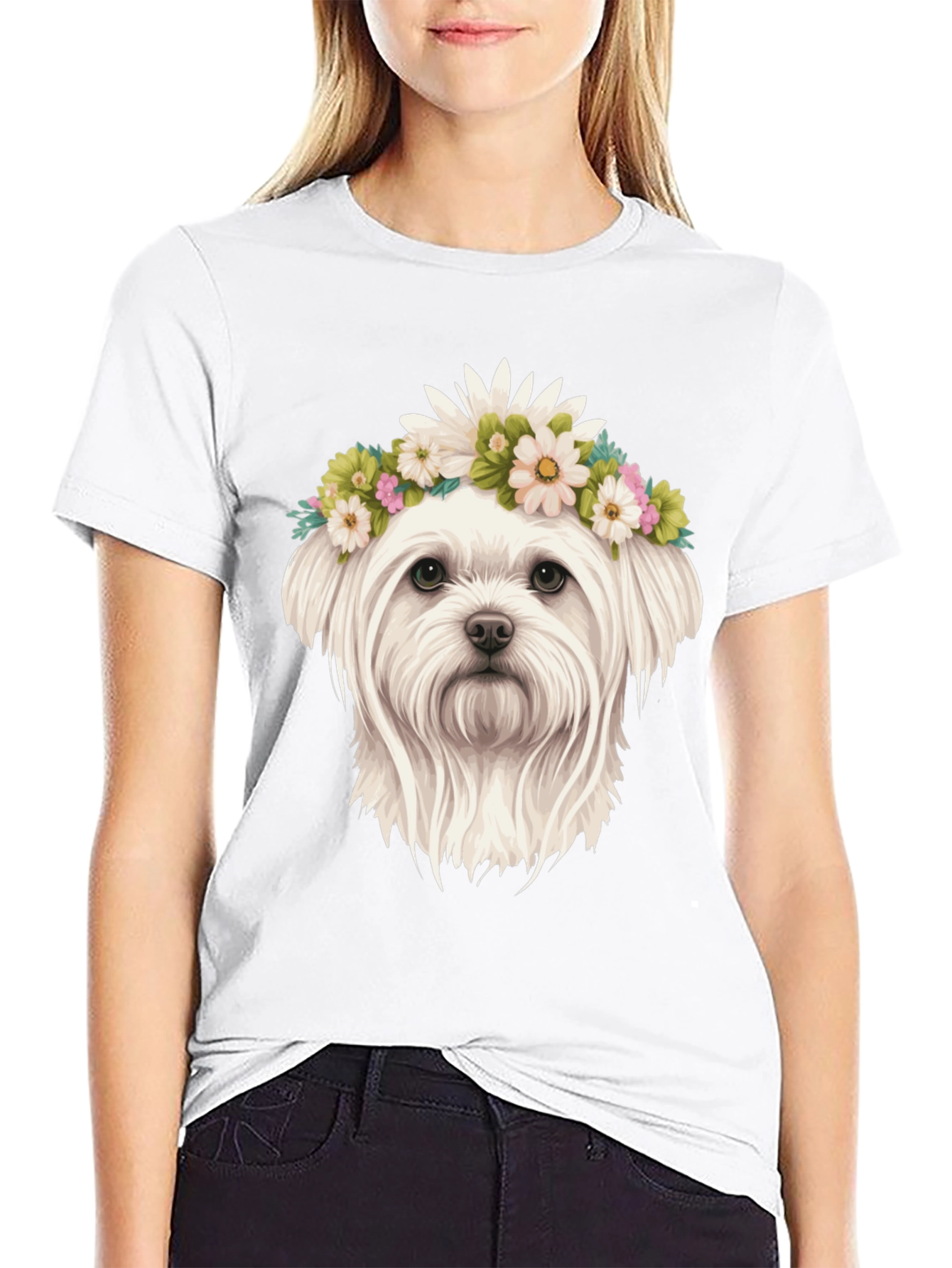 Dog with Flower Crown Tee
