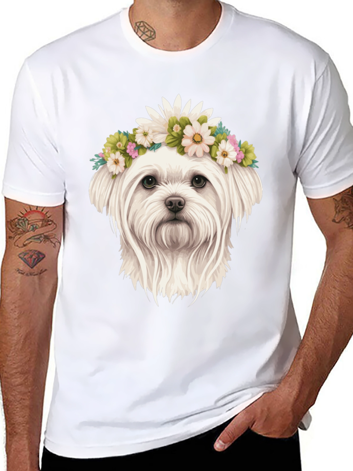 Dog with Flower Crown Tee
