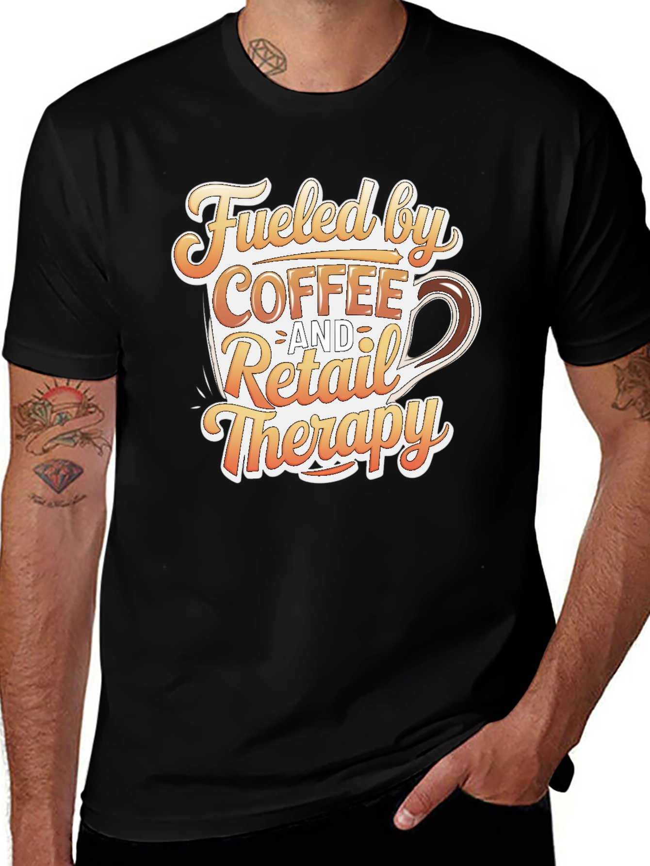 Coffee and Retail Therapy T-Shirt - Black