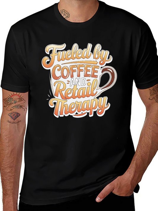 Coffee and Retail Therapy T-Shirt - Black