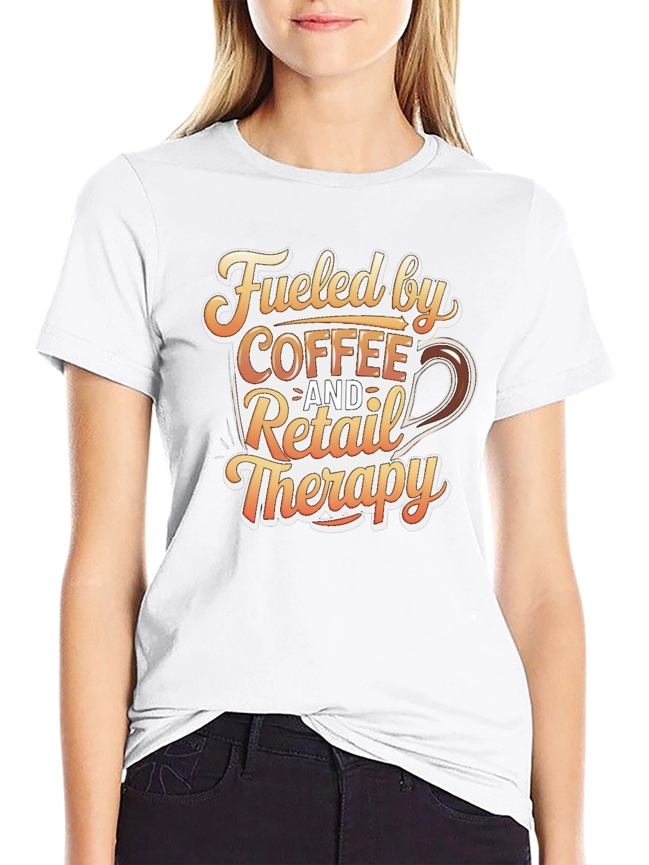 Coffee and Retail Therapy T-Shirt - Black