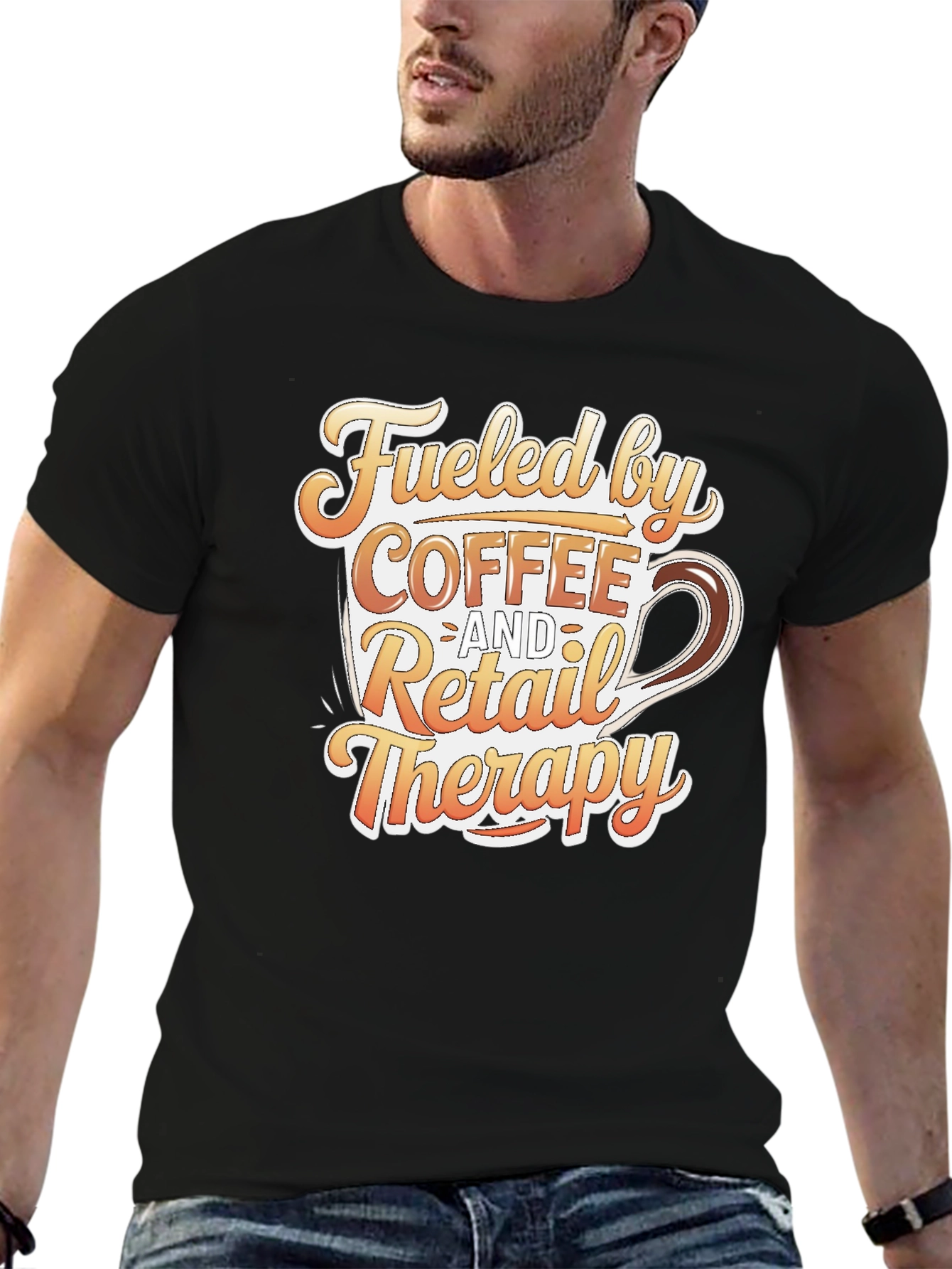 Coffee and Retail Therapy T-Shirt - Black