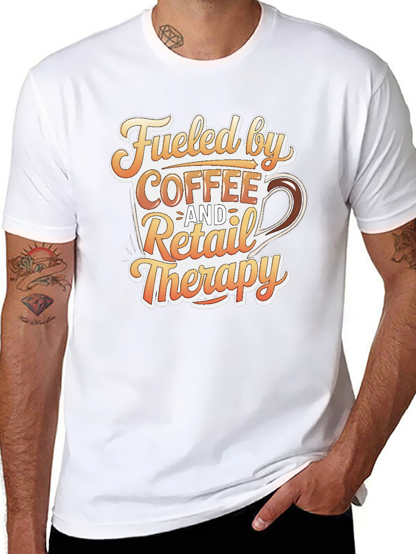 Coffee and Retail Therapy T-Shirt - Black