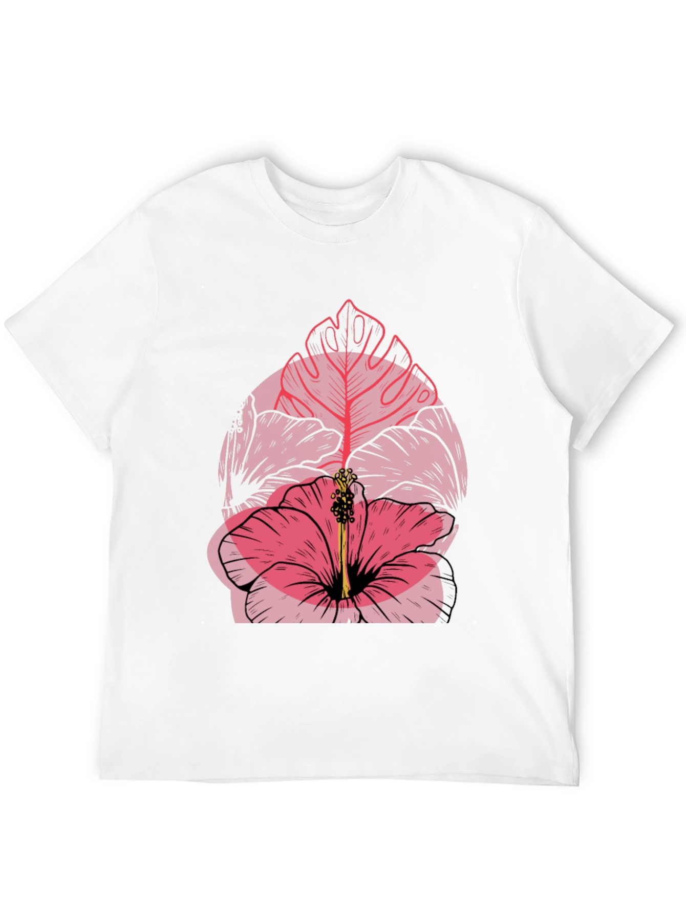 Tropical Flower Graphic Mens Black T-Shirt