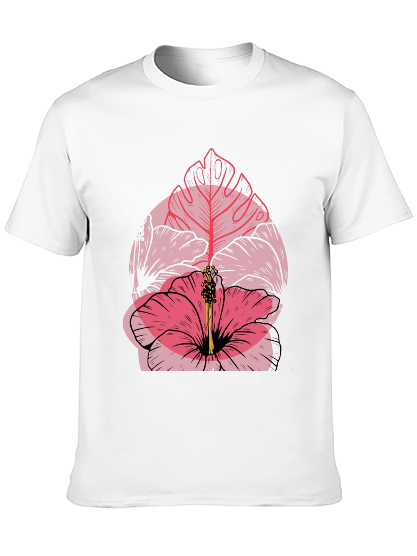 Tropical Flower Graphic Mens Black T-Shirt