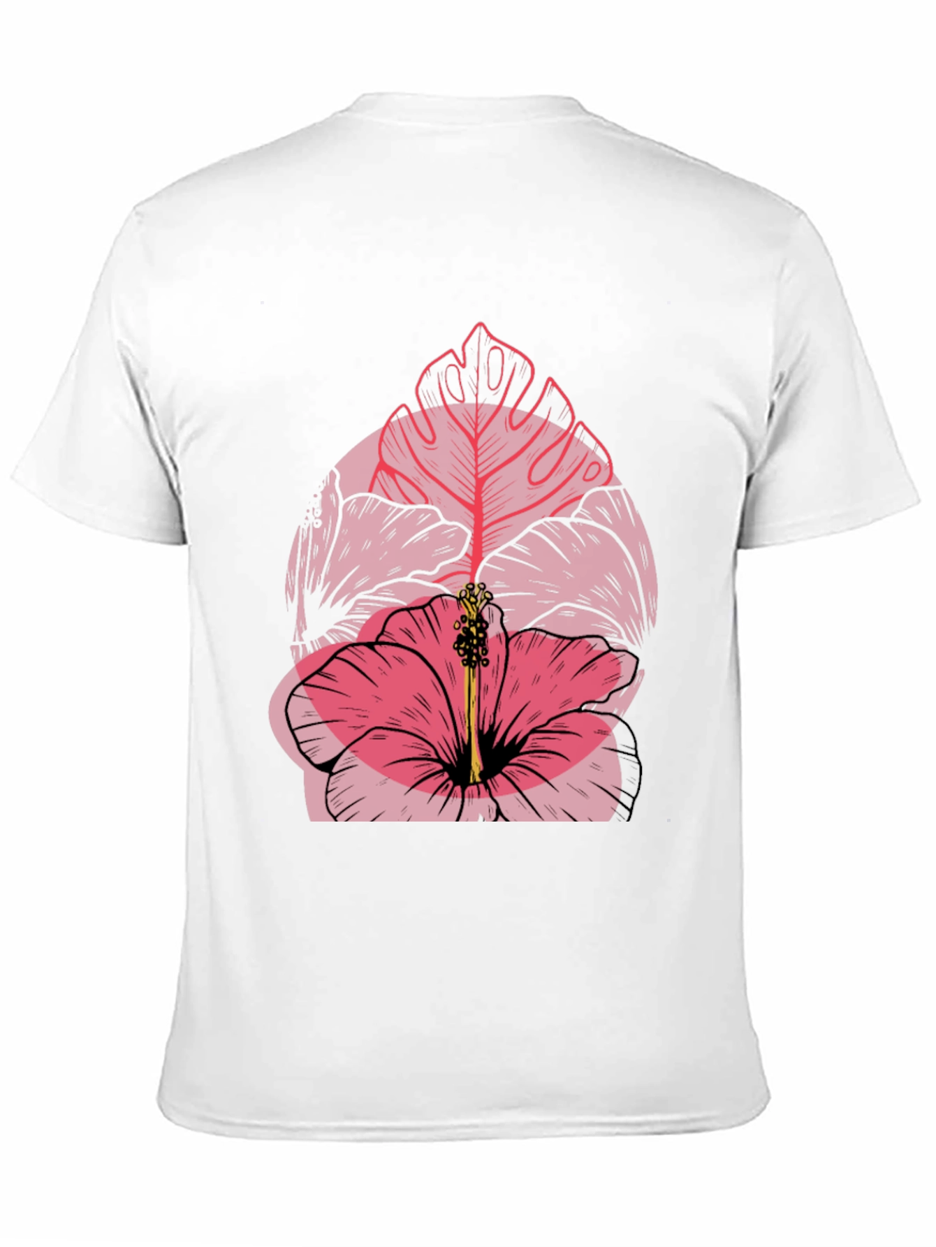 Tropical Flower Graphic Mens Black T-Shirt