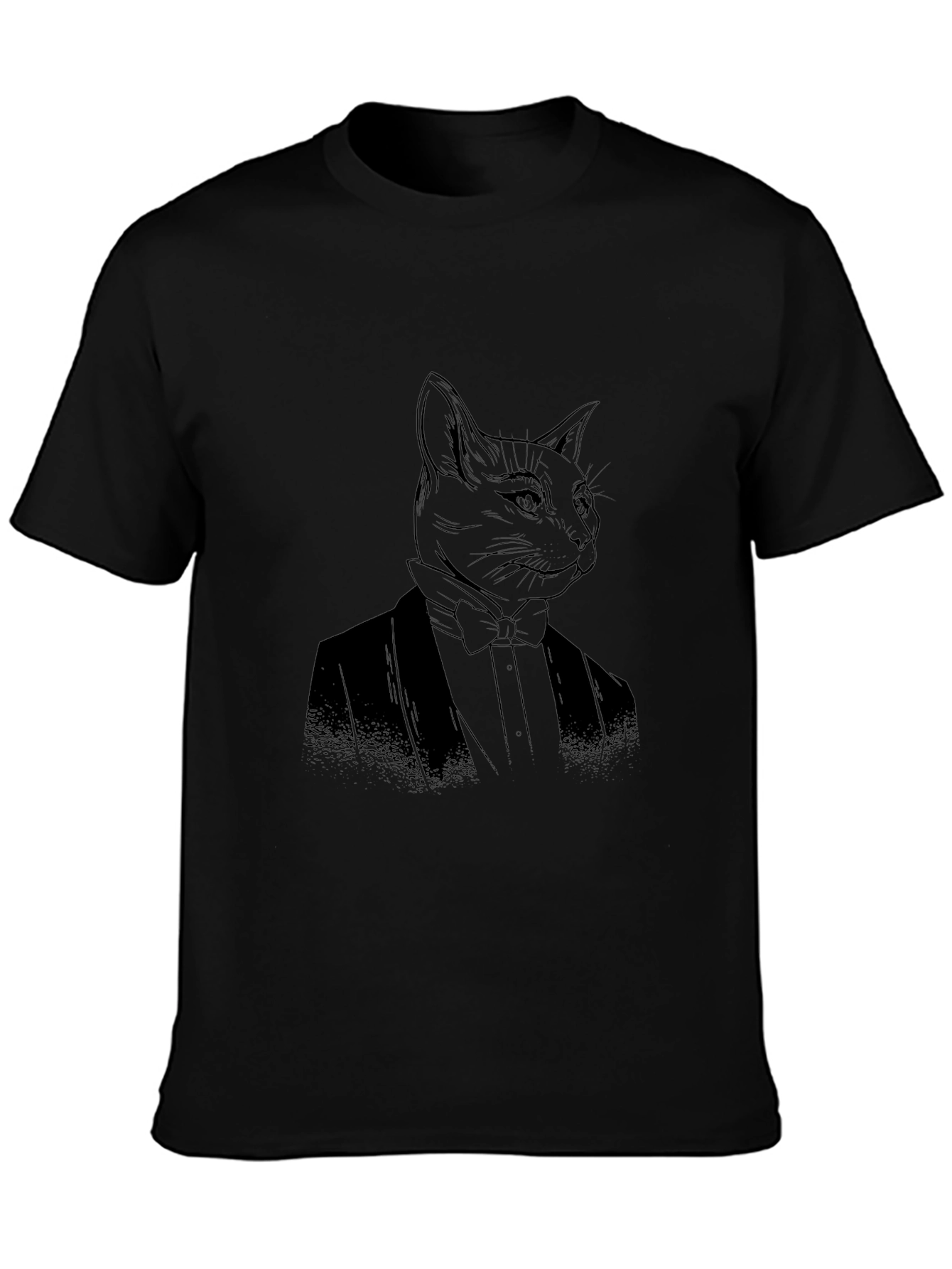 Dapper Cat in Tuxedo T-Shirt - Black