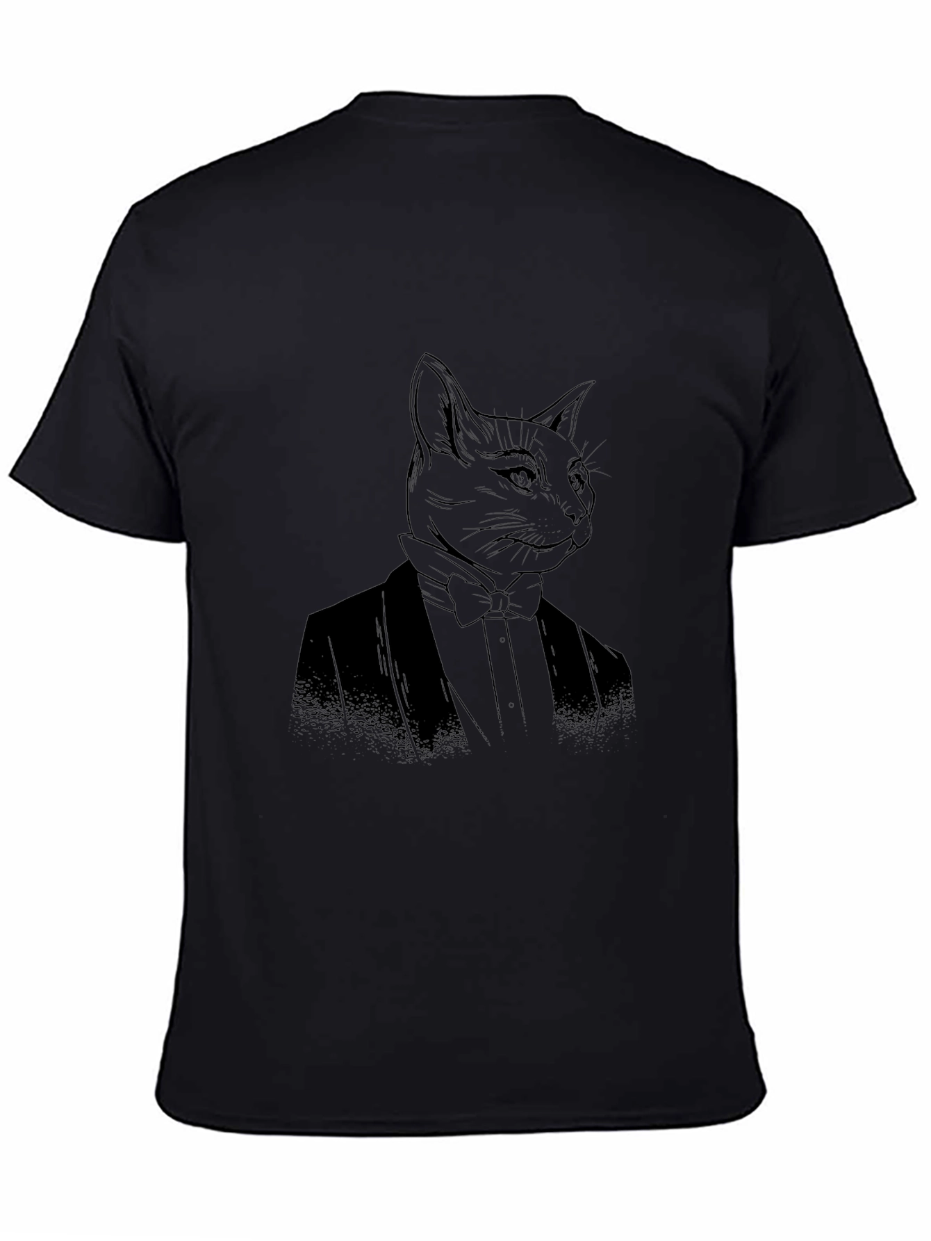 Dapper Cat in Tuxedo T-Shirt - Black