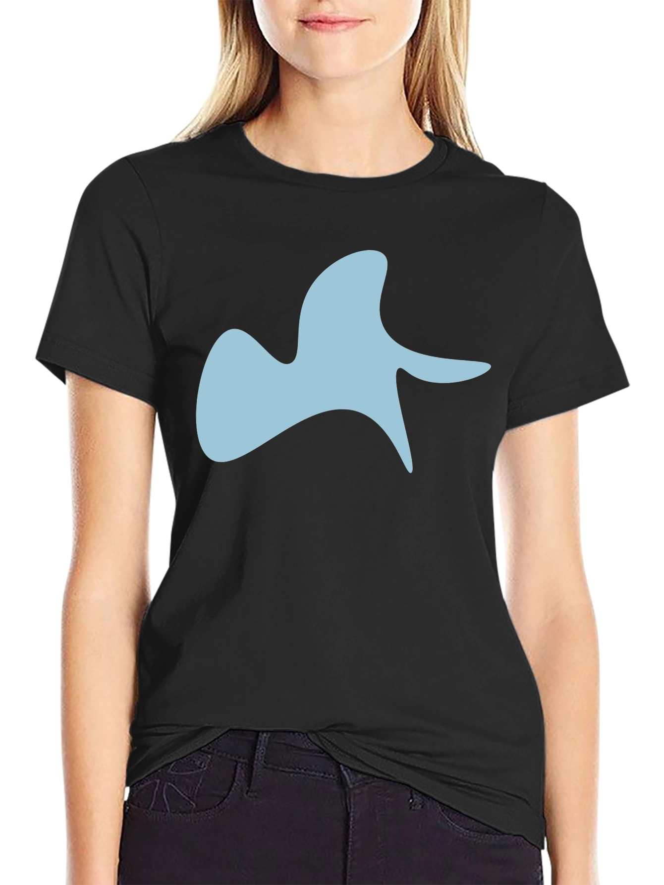 Abstract Blue Graphic Black T-Shirt