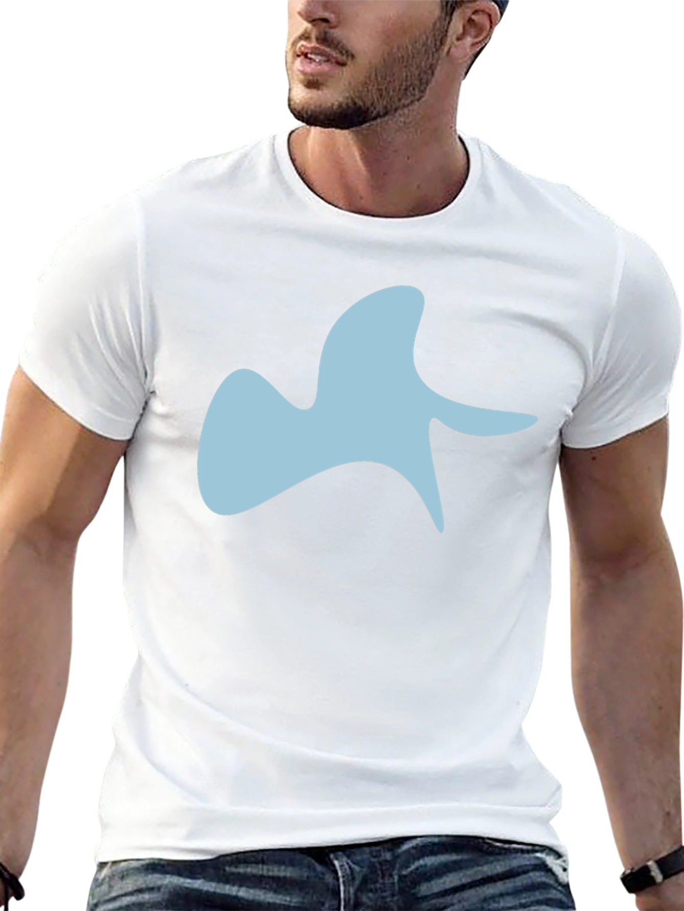 Abstract Blue Graphic Black T-Shirt