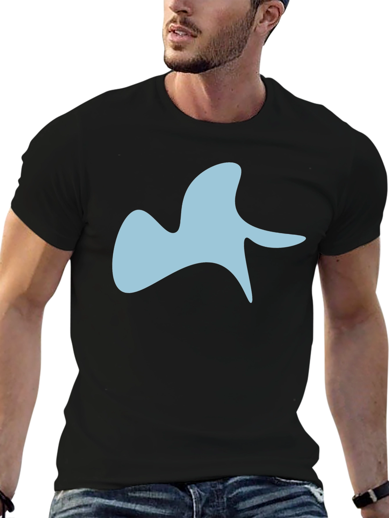 Abstract Blue Graphic Black T-Shirt