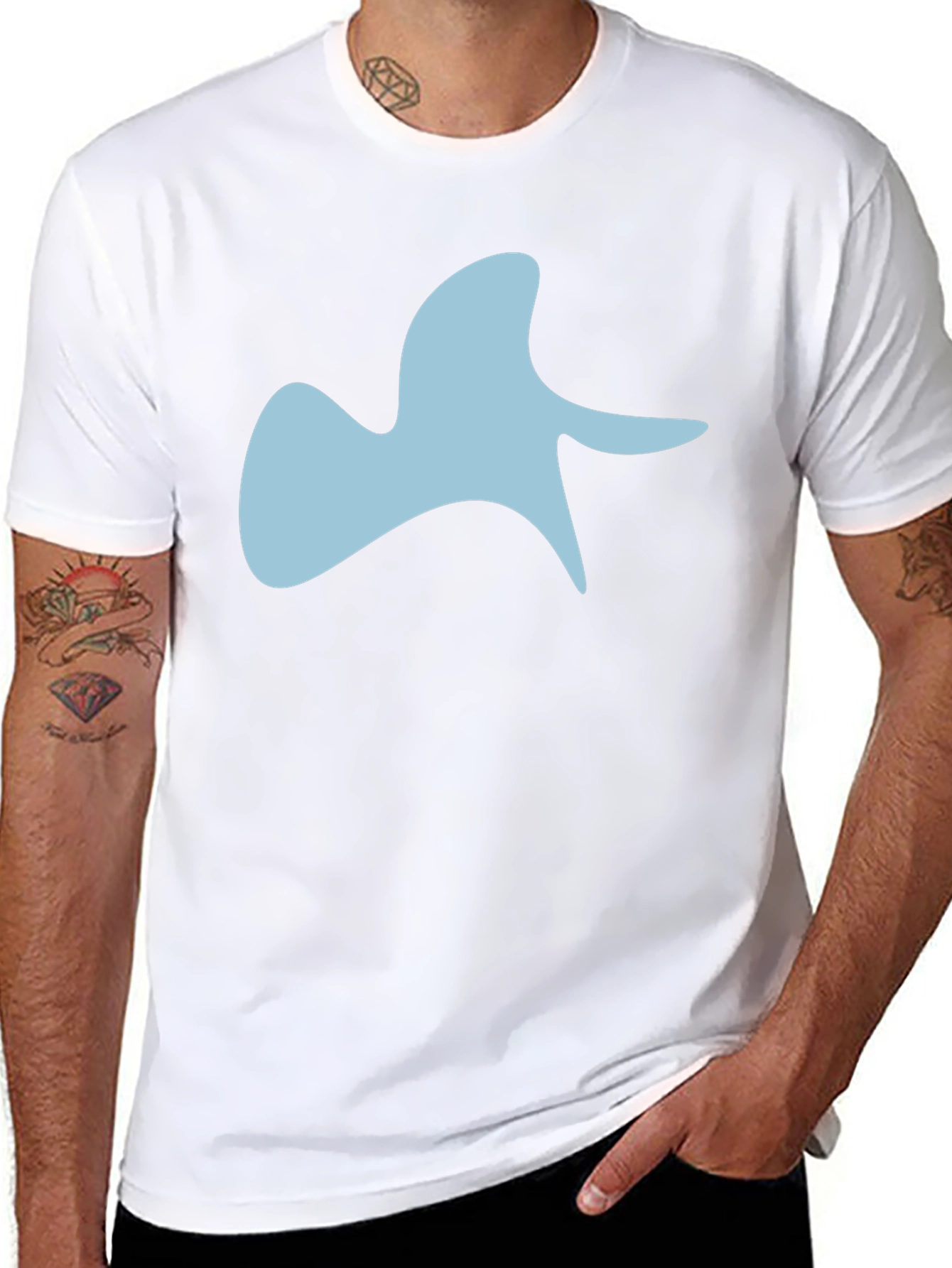 Abstract Blue Graphic Black T-Shirt