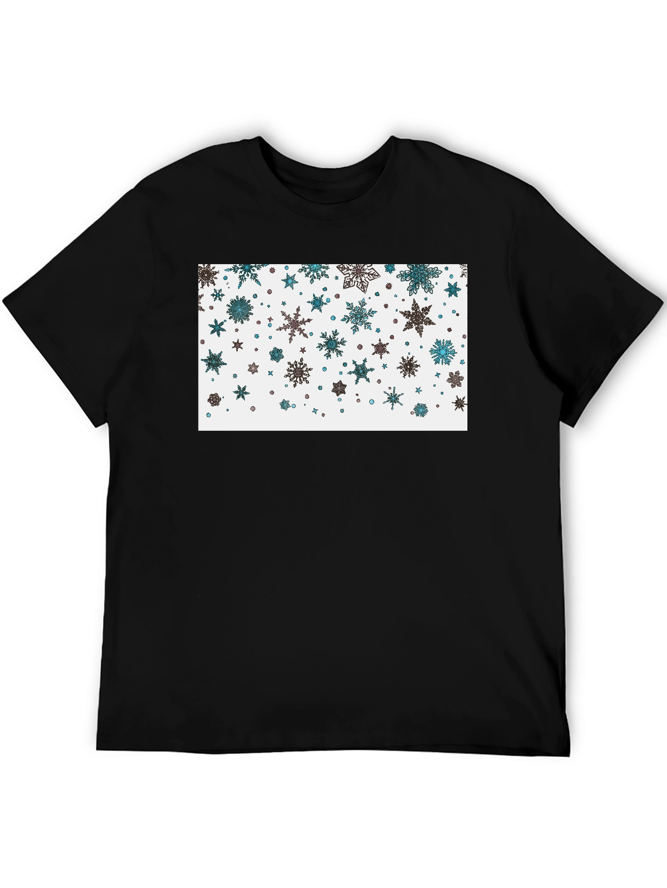 Snowflake Pattern Black T-Shirt