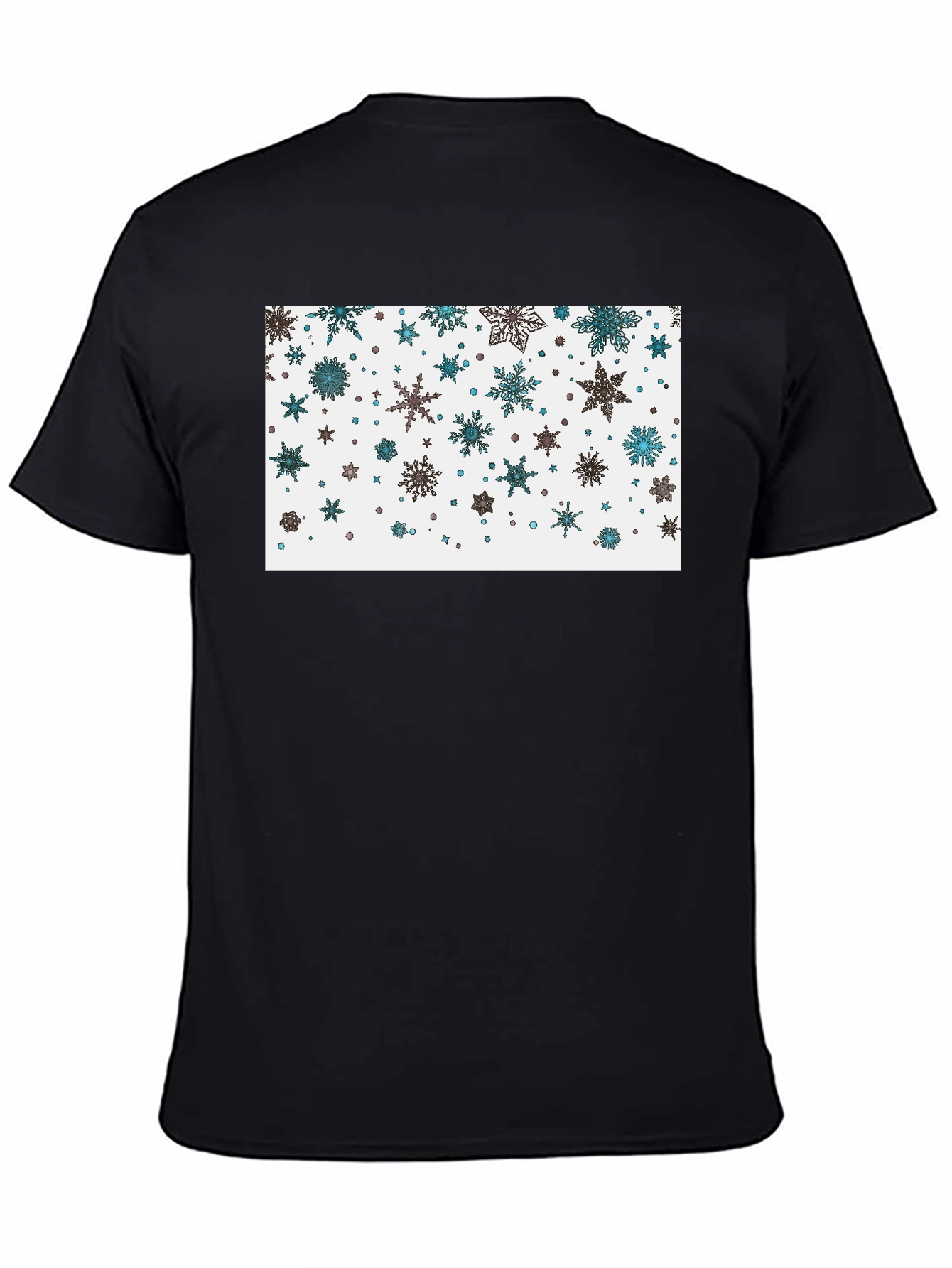 Snowflake Pattern Black T-Shirt
