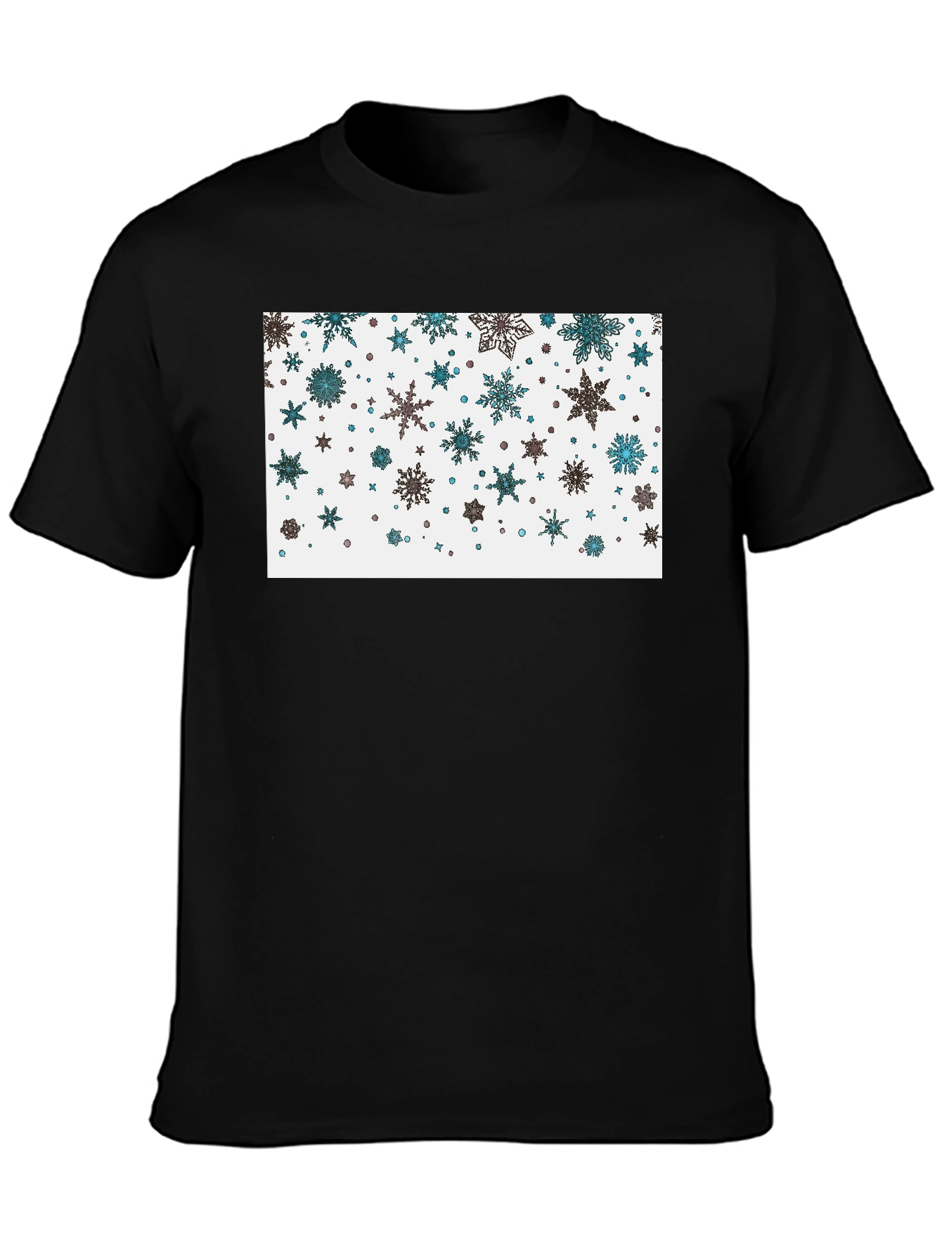 Snowflake Pattern Black T-Shirt