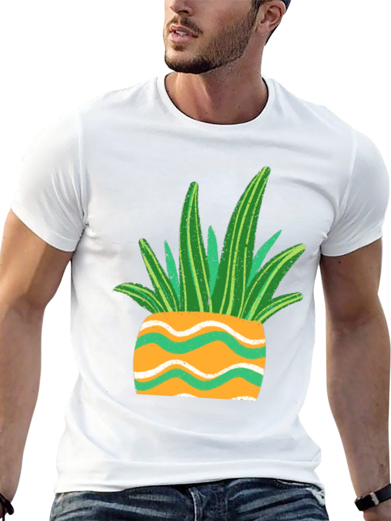 Unique Plant Pot Graphic Tee - Black