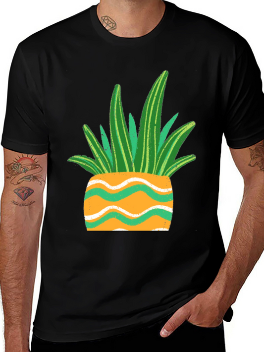 Unique Plant Pot Graphic Tee - Black