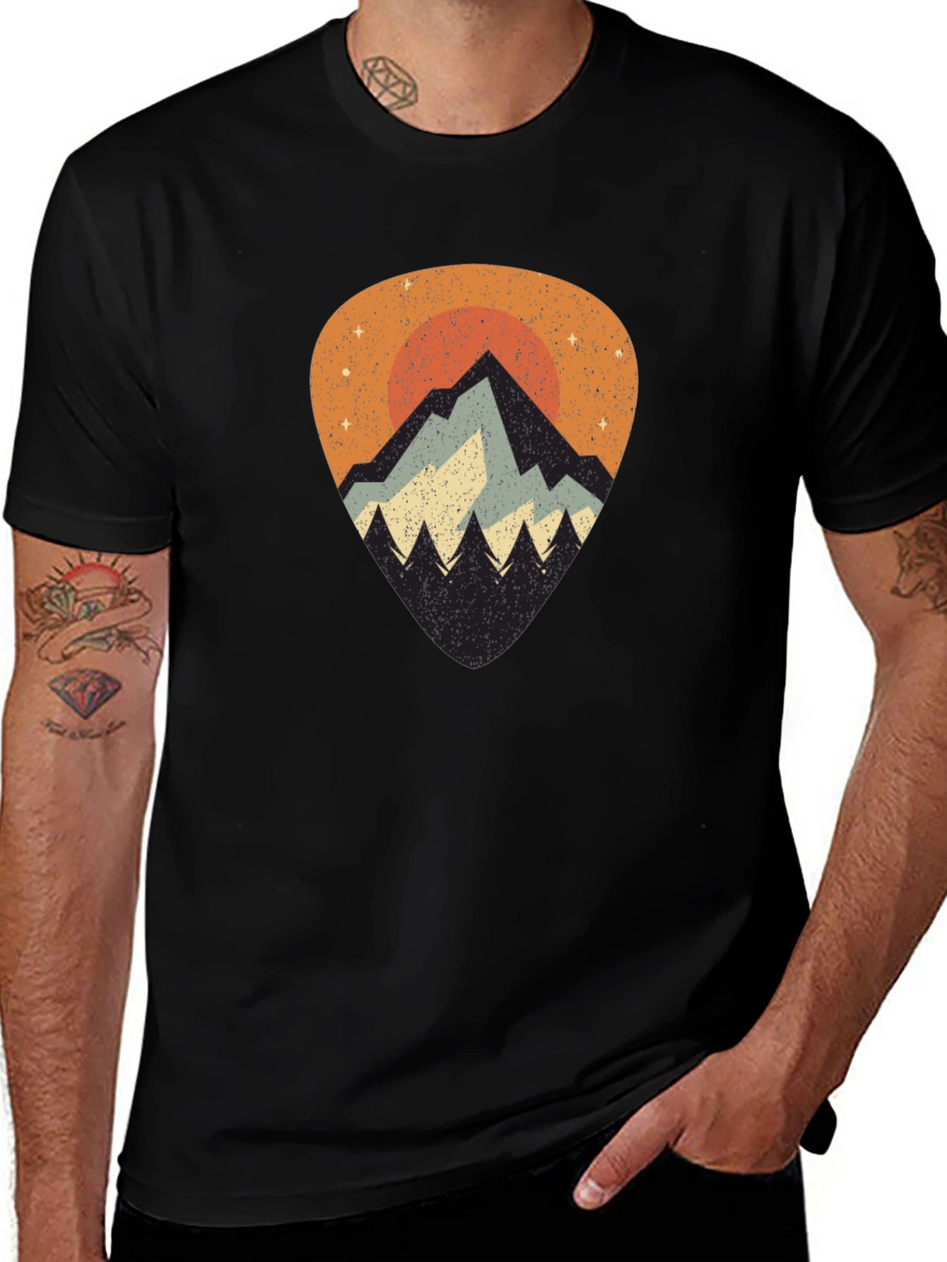 Mountain Sunset Graphic Tee - Black