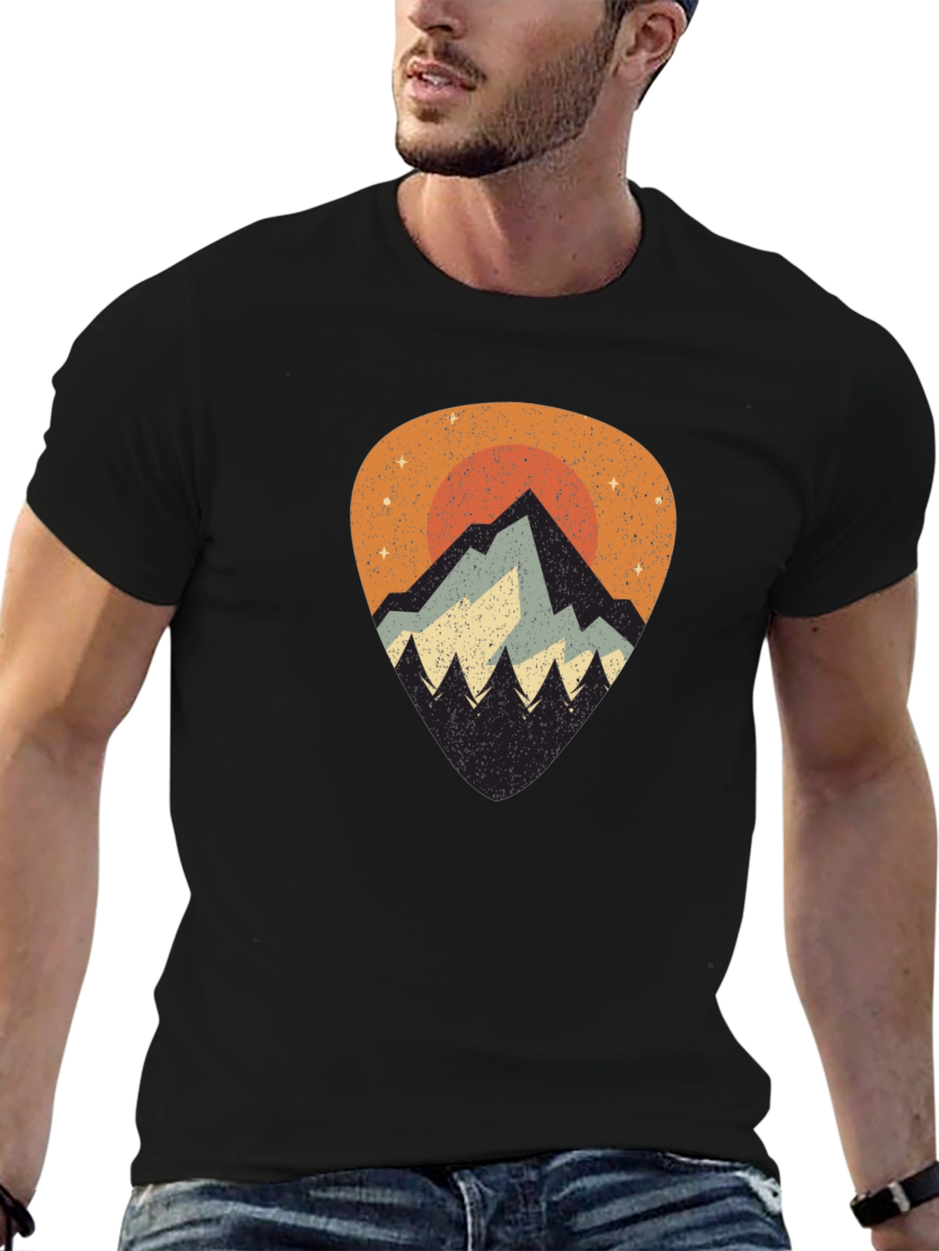 Mountain Sunset Graphic Tee - Black