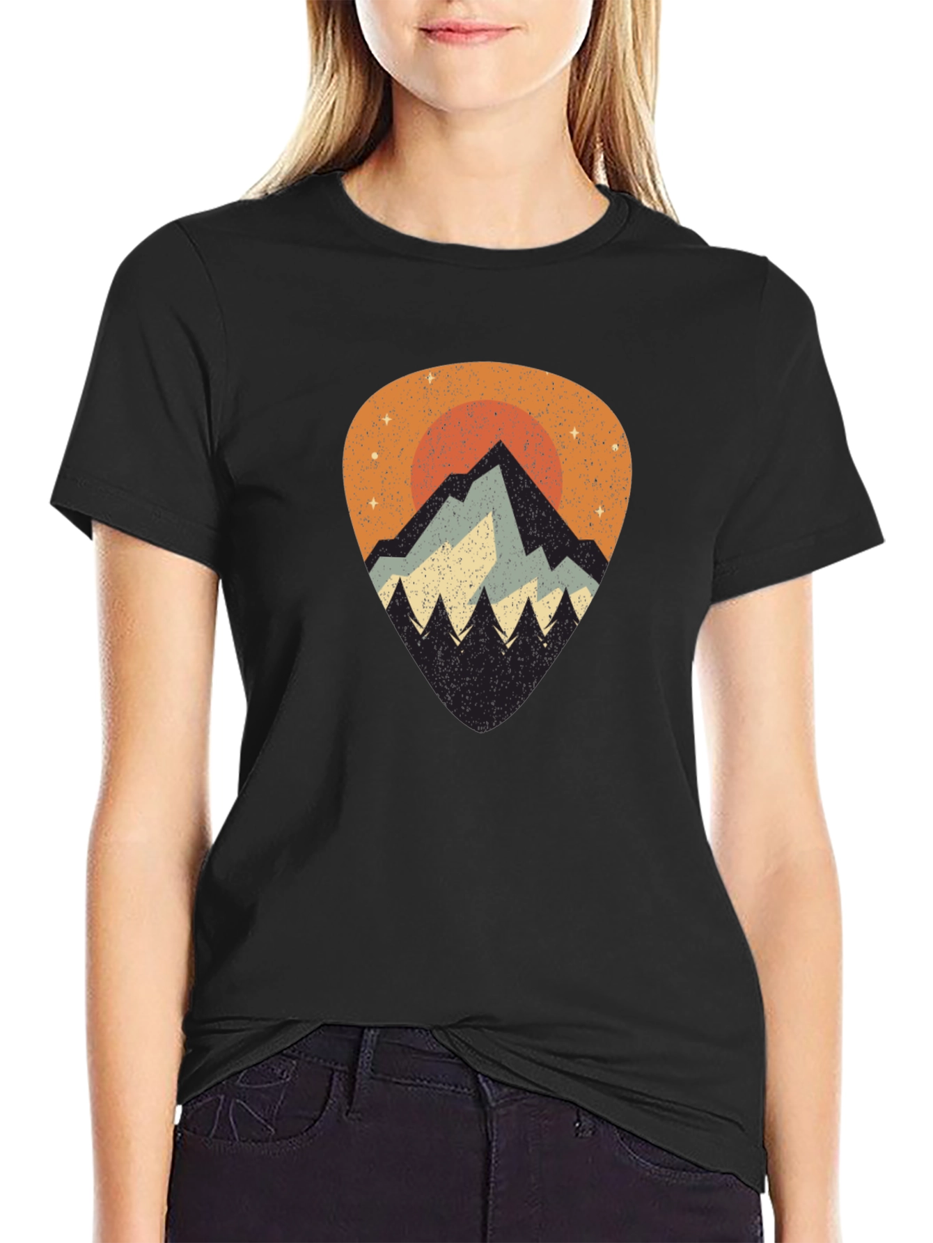 Mountain Sunset Graphic Tee - Black