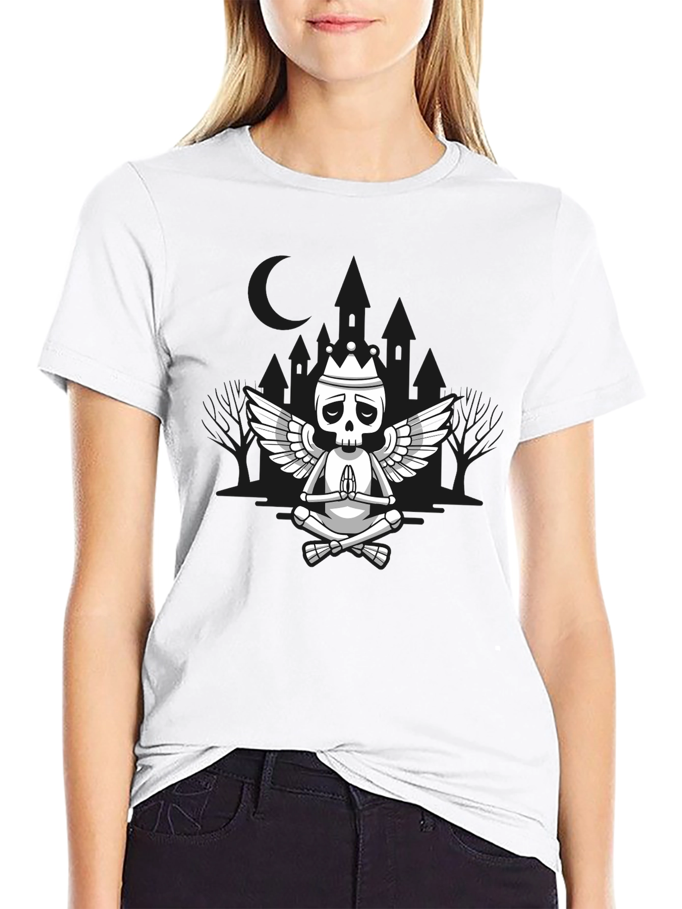 Meditating Skeleton King Graphic T-Shirt
