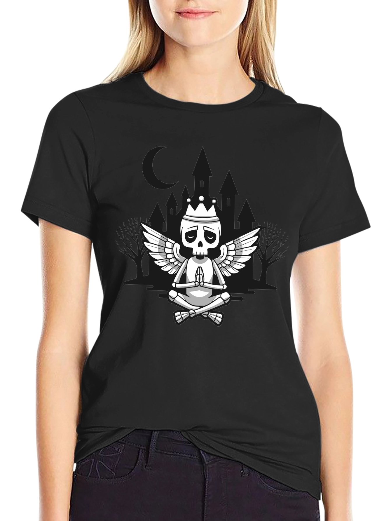 Meditating Skeleton King Graphic T-Shirt